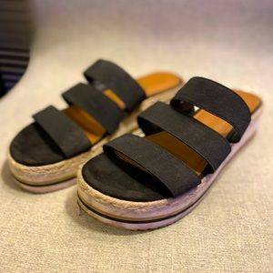 Black Strappy Platform Slide Sandals by Universal Thread